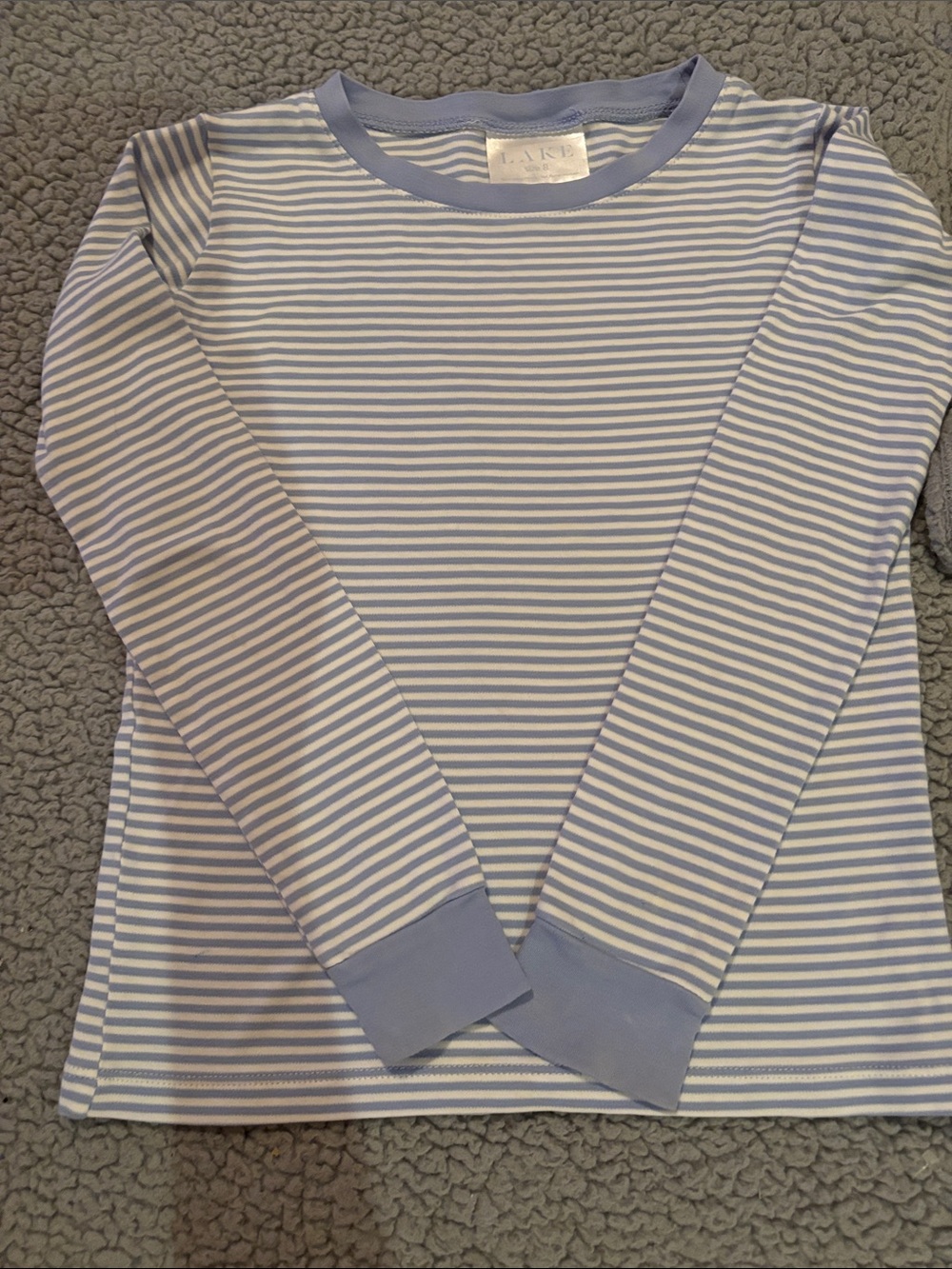 LAKE Striped Long-Sleeve Kids Pajama Top - Light Blue & White